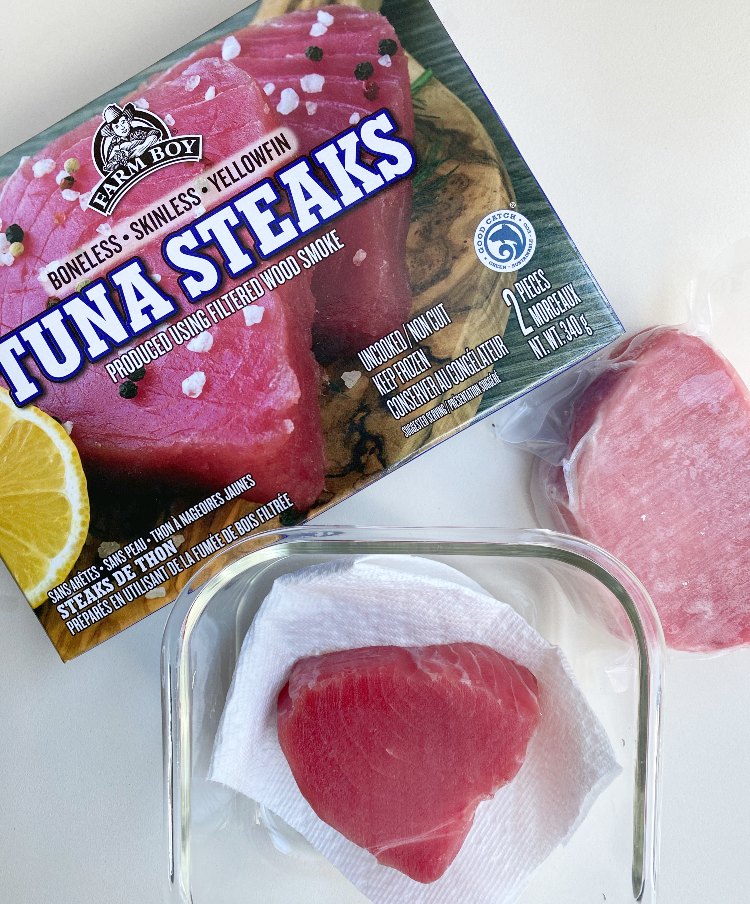 Ahi Tuna Steaks from Farm Boy and proper way to defrost safely