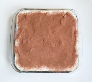 Classic tiramisu with cocoa dusting